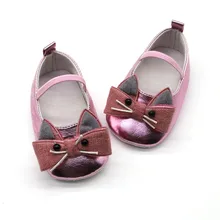 Для новорожденных девочек котенок кожаная обувь мягкая подошва тонкие туфли детские туфли для принцессы мягкая подошва для малышей Нескользящая детская обувь