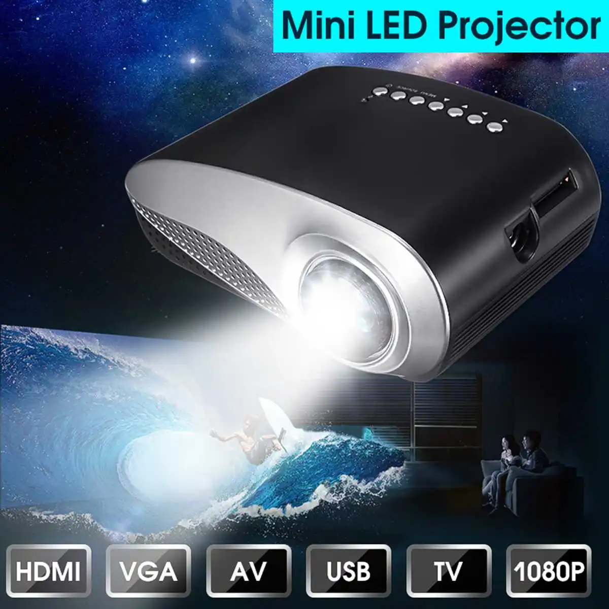 

600Lumens Video Mini Projector 3D With Full HD 1080p For Home Cinema Movie portable projector led projector for home theater