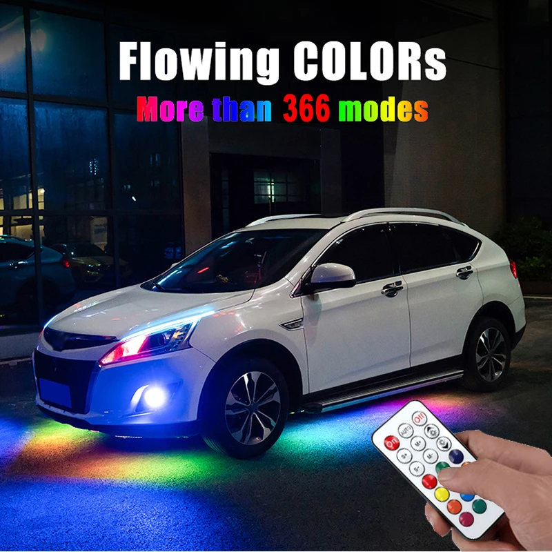 rgb led serit muzik uzaktan kumanda flama akan altinda araba tup underglow govde alti sistemi neon isik decorative lamp aliexpress