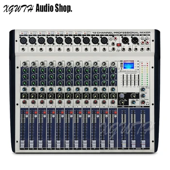 

12 Channel Mixing Console Bluetooth USB Audio Mixing Console with 48V Phantom Power Digital Effect LED for DJ Stage Equipment