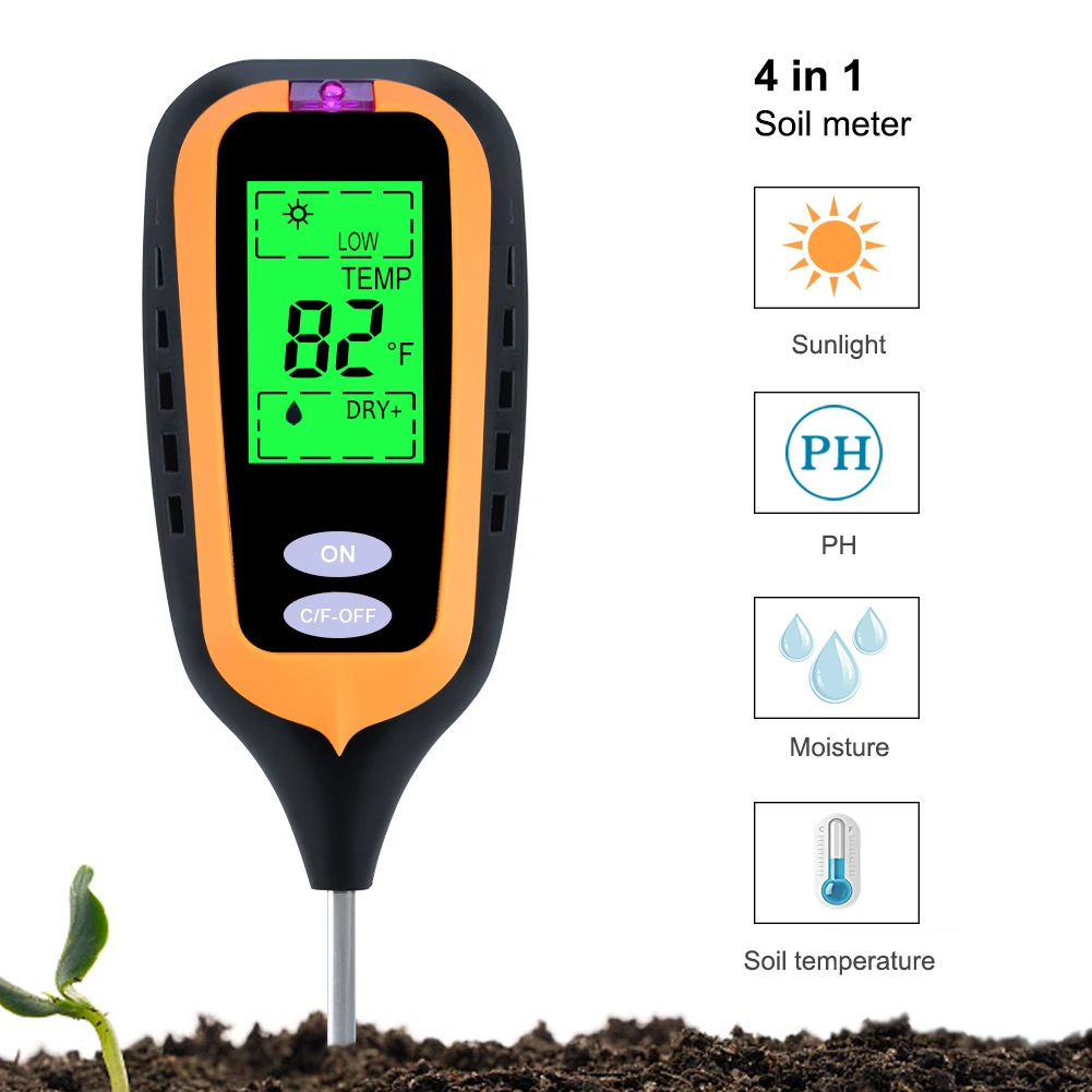 Pro 4 IN 1 LCD Humidité Température Soleil Ph Jardin Sol Testeur Mètre Neuf Pro 4 IN 1 LCD Humidité Température Soleil Ph Jardin Sol Testeur Mètre Neuf