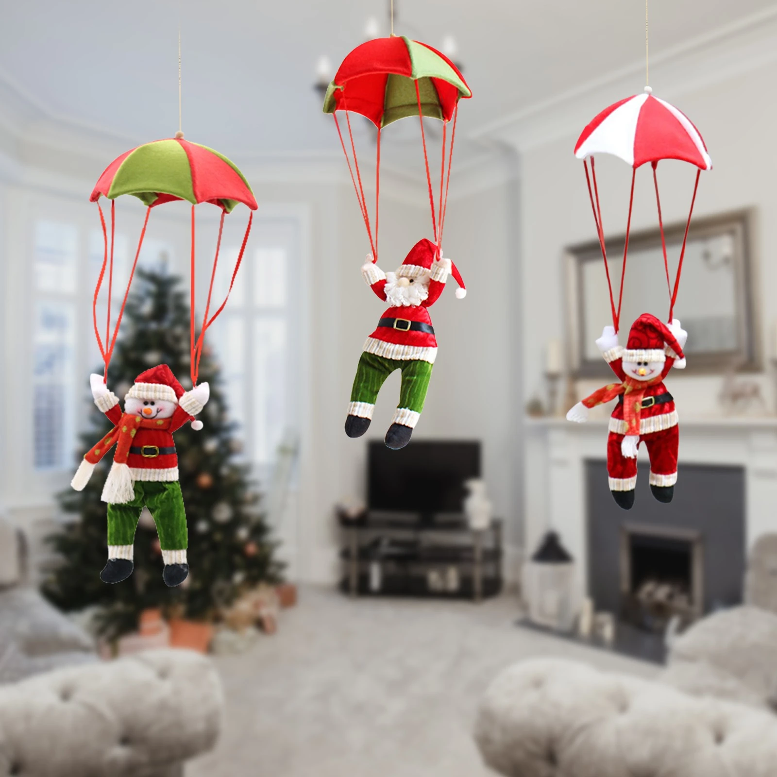 Decoración navideña colgante de paracaídas, adornos diseño de escena para el hogar, muñeco de navidad, colgante de adornos de navidad| Colgantes y adornos en de gota| - AliExpress