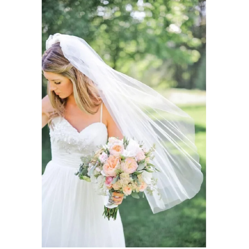 Bridal Veil White 1 Tier Church Bridal Veil with Comb Wedding Accessories Ladies Decoration