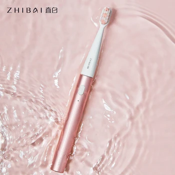 

ZHIBAI USB Rechargeable Electric Toothbrush IPX7 Waterproof White And Pink Brush Heads 2 Minutes Timer & 2 Brushing Modes