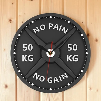 

50kg Gifts Fitness Simple Living Room Home Decor Body Building 12inch Workout Modern Wall Clock Weight Lifting Barbell Gym