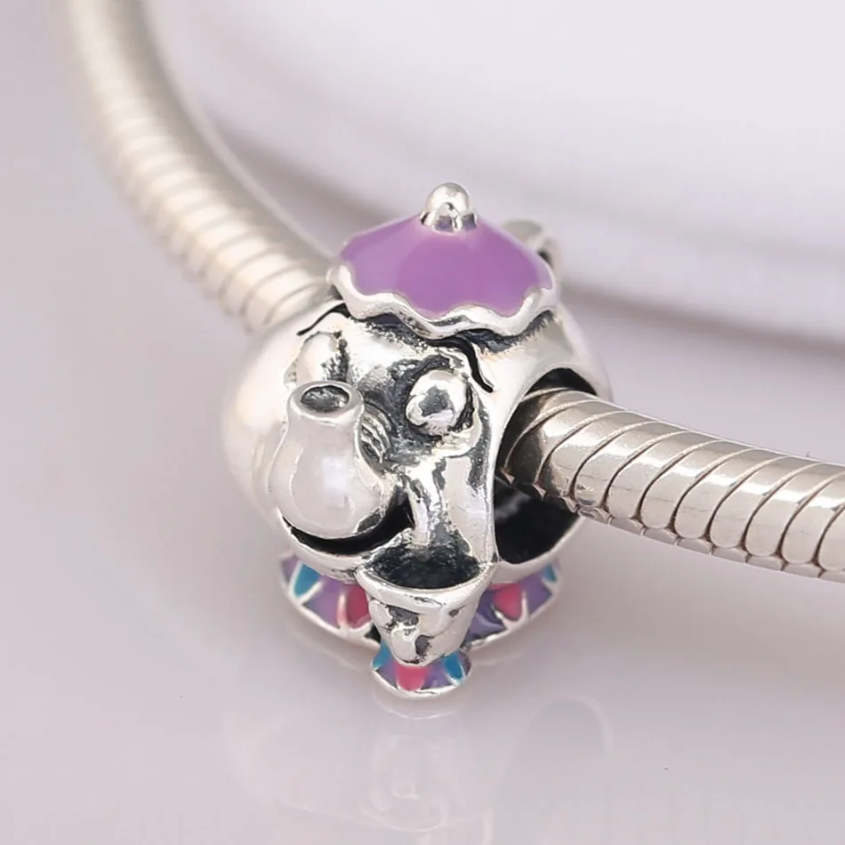 

Authentic S925 Sterling Silver Bead Jewelry Mrs Potts and Chip Charm fit Pandora Bracelet Bangle DIY Jewelry