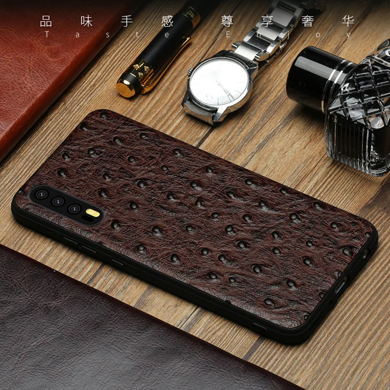 Чехол для телефона из натуральной кожи для huawei P20 P20 Pro Чехол с текстурой страуса задняя крышка для mate 10 P9 P10 Lite P умный чехол