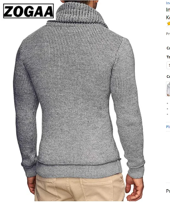 ZOGAA мужской свитер, брендовый мужской однотонный свитер с длинным рукавом и капюшоном, мужской модный Повседневный серый черный приталенный мужской свитер s