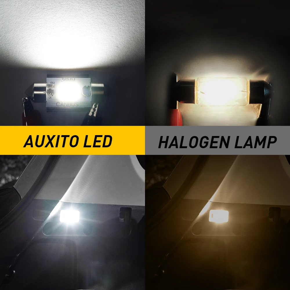 AUXITO 2Pcs Canbus C5W LED  31mm 36mm 41mm LED  ȣ ȣ  ڵ ׸ Ʈũ  12V 6000K ȭƮ