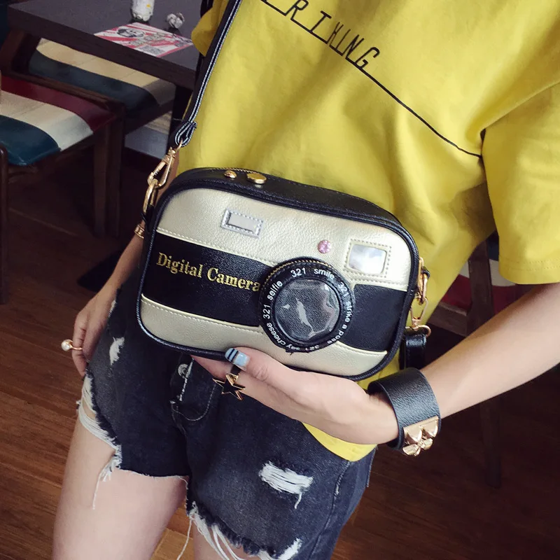 

South Korea Personalized & Creative Stereo Camera Modeling Shoulder Bag Joint Harajuku Fashion Men And Women Couples Oblique Bag