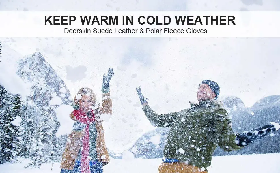 Зимние лыжные перчатки из натуральной оленьей кожи, спортивные теплые и флисовые зимние спортивные перчатки для мужчин и женщин