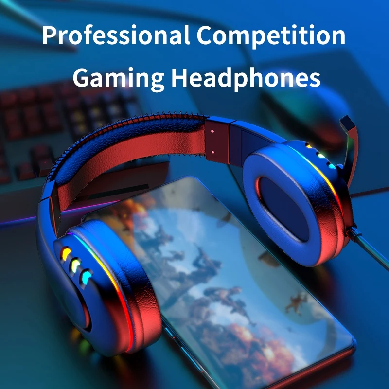 Headset Stereo Sound LED Gaming Headset Colorful LED Marquee Headphone Wired Gaming Luminous Headset for PC PS4