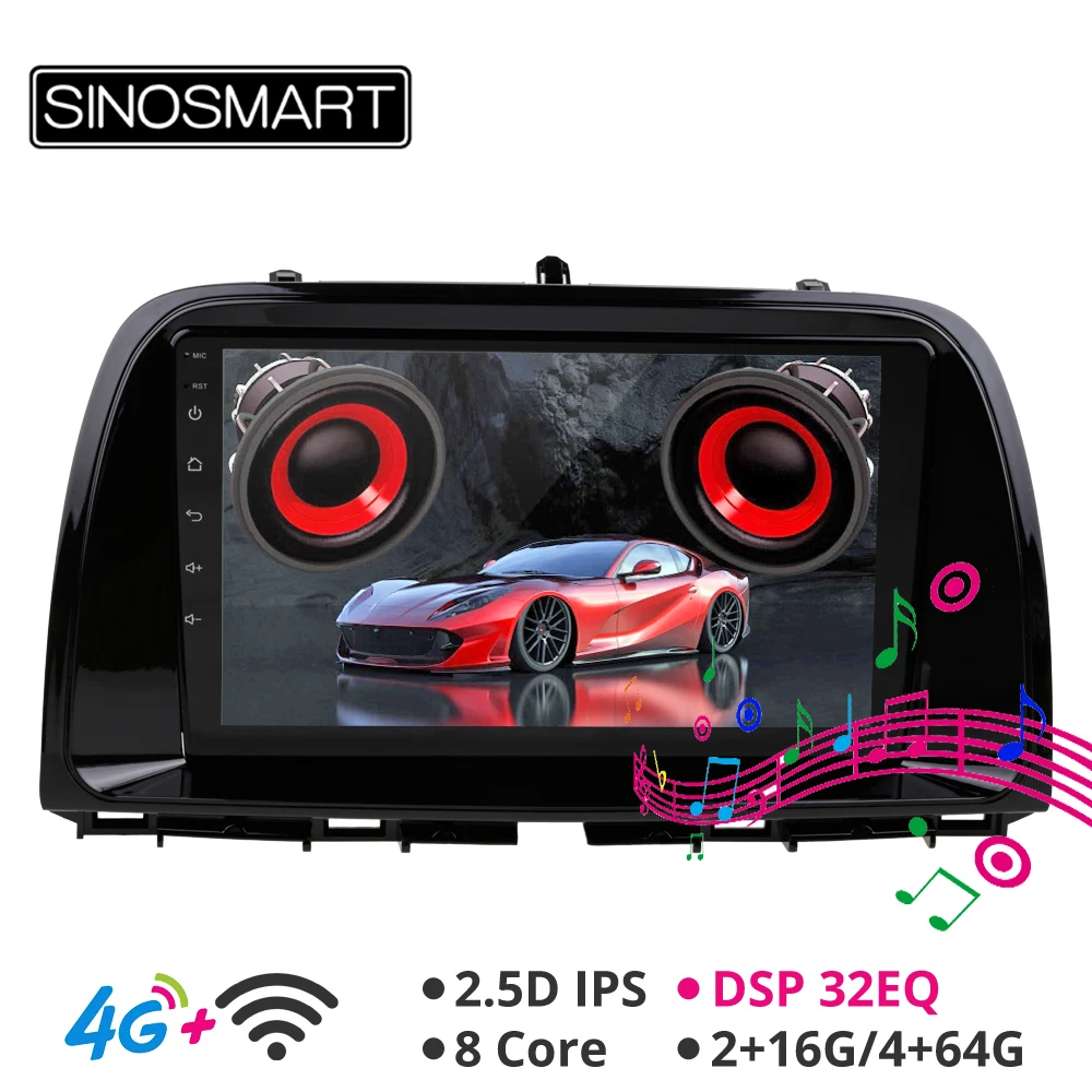 Sinosmart Android 8,1 автомобильный радиоприемник с навигацией GPS для Mazda CX-5 2013- 2din 2.5D ips/QLE экран поддержка системы BOSE 4G LTE 32EQ