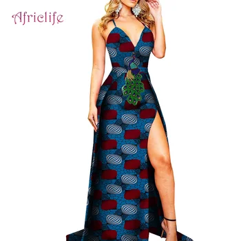 

WY7079 Hot Sell African Ethnic Clothes for Women Custom Size Africa Dresses for Women with Appliques Sexy Lady Fork Dresses
