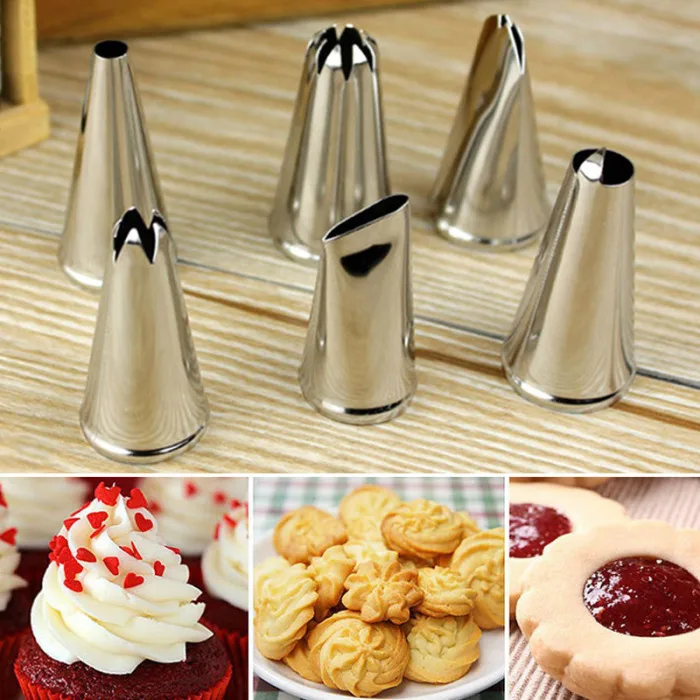6pcs Set Icing Piping Nozzles Stainless Steel Decorating Tip For DIY Cake Pastry Cream JS23