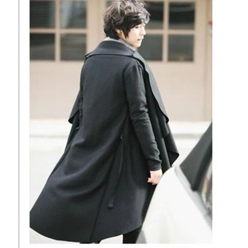 S-4XL autumn and winter men's cloak shawl long coat fashion Korean version of woolen windbreaker personality cloak tide men's wo S-4XL autumn and winter men's cloak shawl long coat fashion Korean version of woolen windbreaker personality cloak tide men's wo