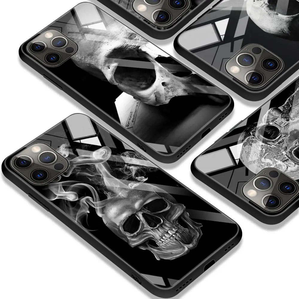 Grim Reaper Skull Skeleton Capa Per Apple Iphone 15 14 11 13 12 Pro Case X Xr Xs Max 7 8 Plus Se 2020 Cover Per Telefono In Vetro Temperato