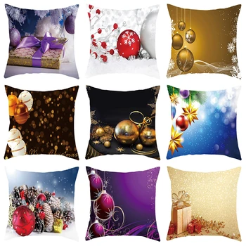 

45x45cm Merry Christmas Super Soft Square Floral Pattern Pillowcase For Home Cushion Polyester For Wedding Party Gifts Cover