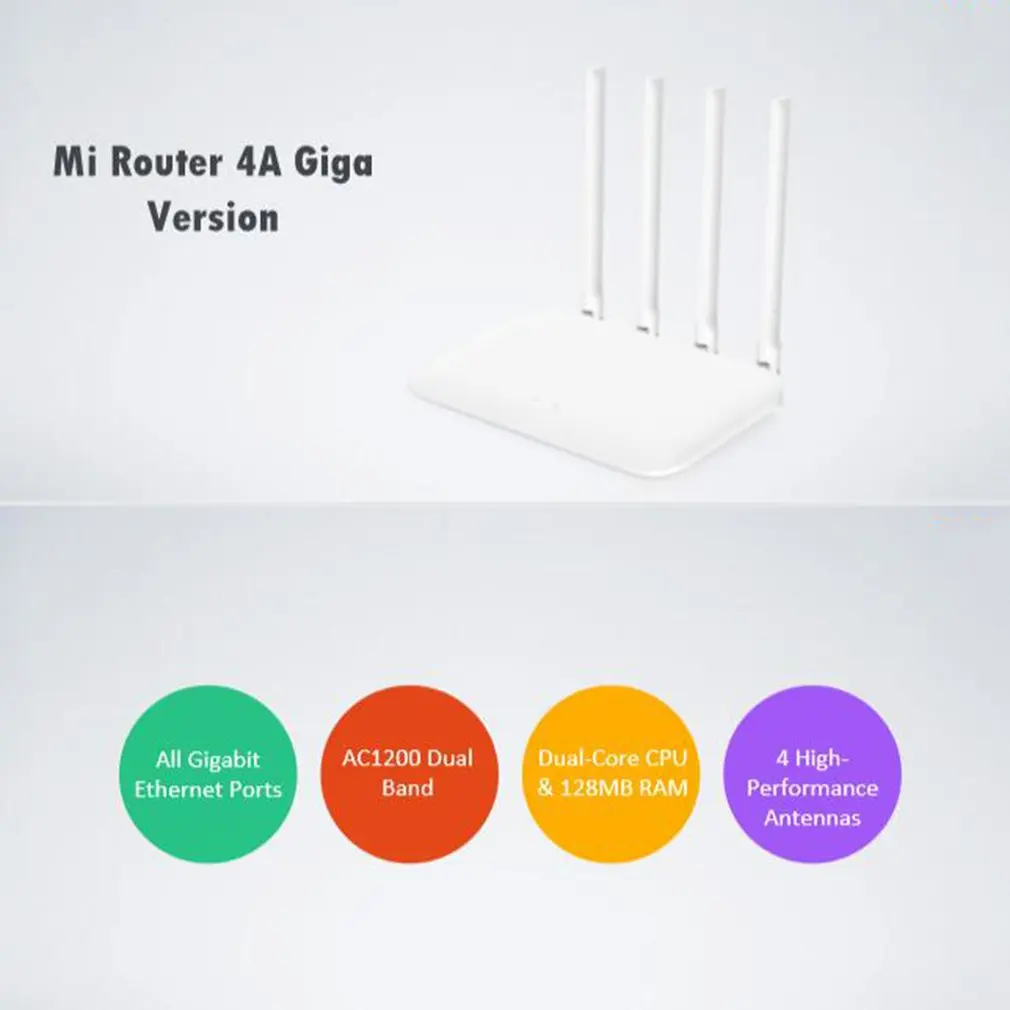 Глобальная версия Xiaomi Mi 4А маршрутизатор Gigabit edition 2,4 ГГц+ 5 ГГц WiFi 16 Мб rom+ 128 Мб DDR3 с высоким коэффициентом усиления 4 антенна с управлением через приложение cv6