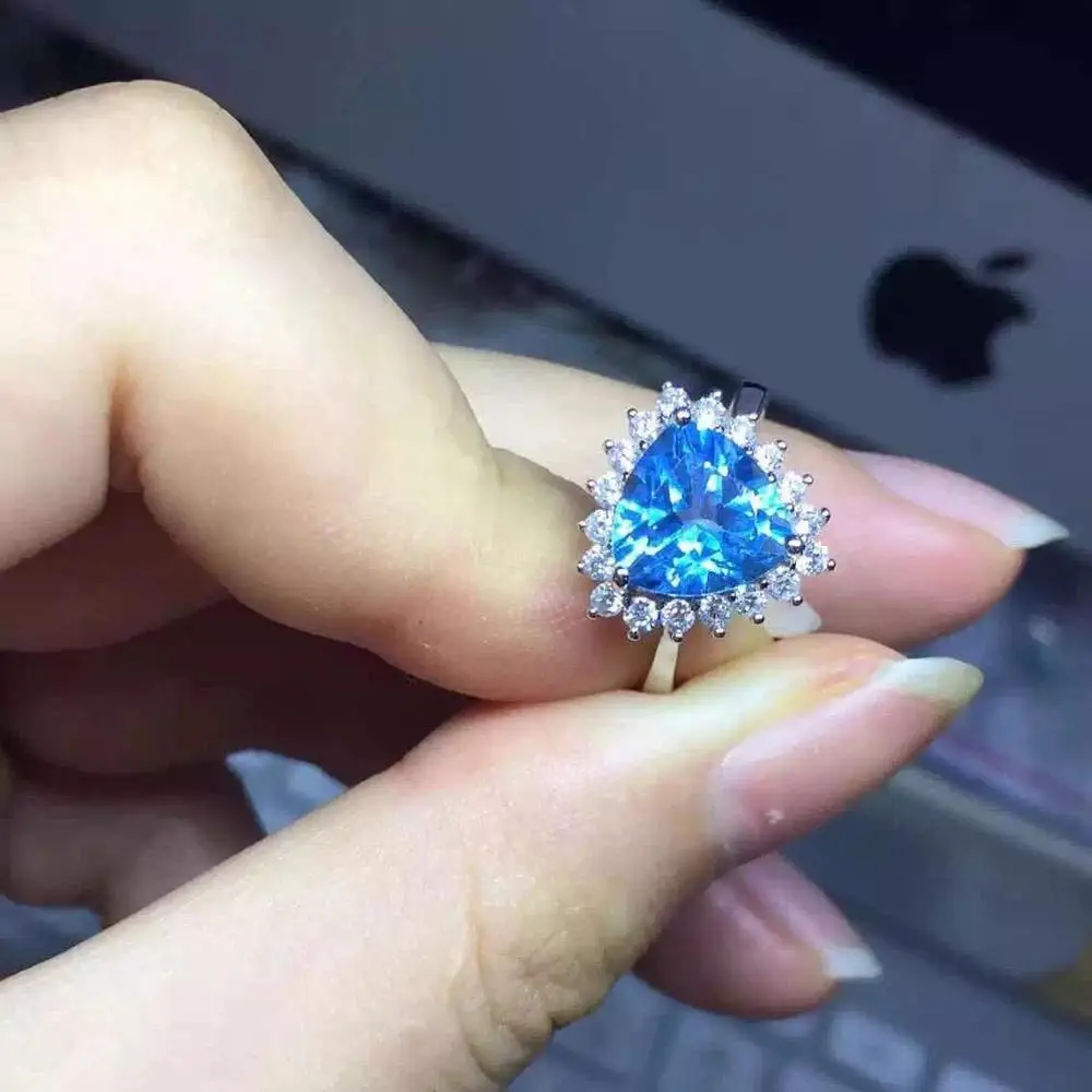 Изысканное женское серебряное кольцо с голубым топазом, натуральный камень, серебро 925 пробы, хороший цвет, подарок на день рождения, Овальный подарок на год