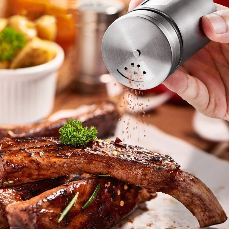 Stainless Steel Spice jars Seasoning Cans rotate cover Salt pepper shakers toothpick condiment storage bottle kitchen spice rack