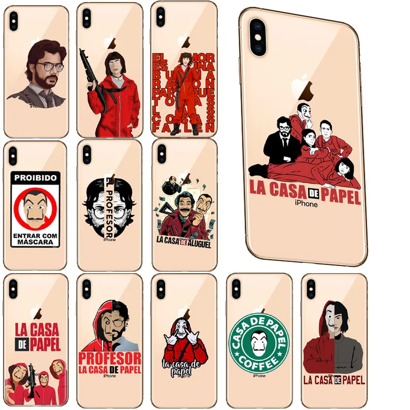 Прозрачный Мягкий ТПУ чехол для телефона La casa de papel Токио с испанским ТВ задняя