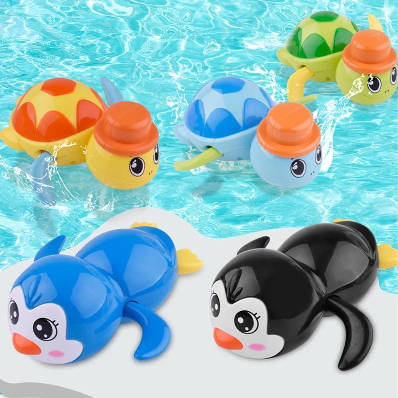 1Pcs Random Color Cute Animal Bath Fish Wind Up Toys Running Clockwork Classic Toy Bathing Toy Newborn Spring Toys For Children