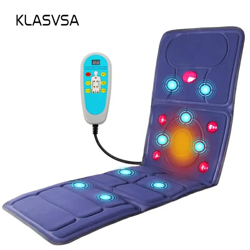 Goedkoop KLASVSA Elektrische Vibrator Massager Matras Ver infrarood Verwarming Therapie Nek Massage Ontspanning Bed Vibrador Gezondheidszorg