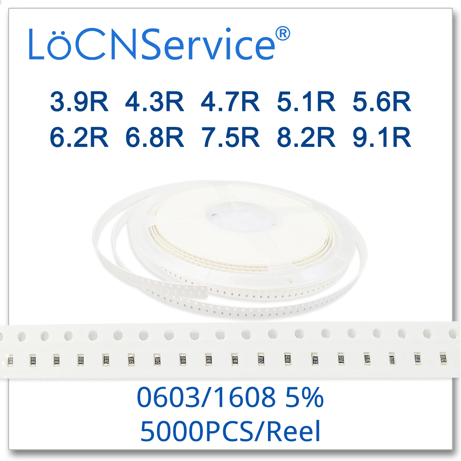 LoCNService 0603 J 5% 5000 шт. 3.9R 4.3R 4.7R 5.1R 5.6R 6.2R 6.8R 7.5R 8.2R 9.1R smd 1608 резистор Ом 3R9 4R3 4R7 5R1 5R6 6R2 |