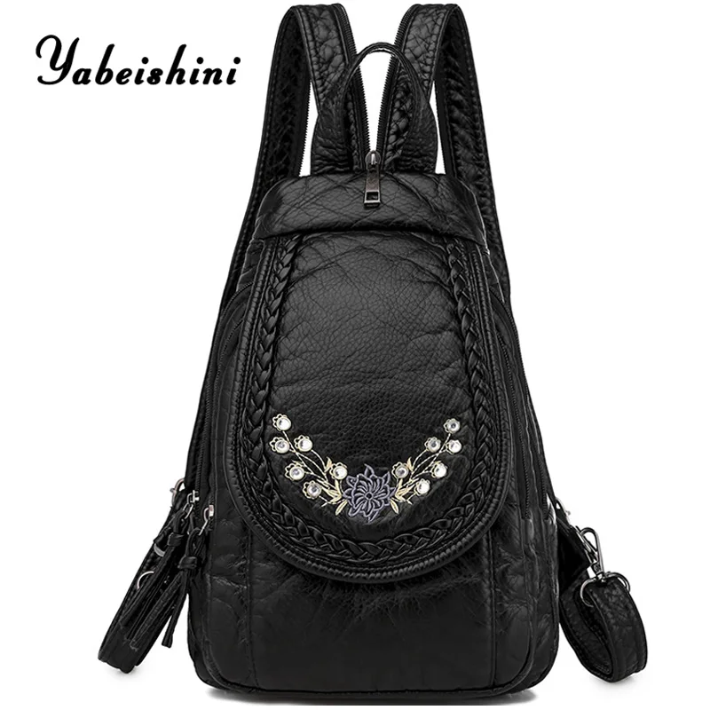 Travel Backpack Mochila School-Bags Teenage Girls Women Sheepskin for Preppy