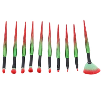 

10 Pcs Eye Makeup Brush Set 2020 New Best Selling Red Green Black Tube Fan Soft Brush Cosmetic Tools