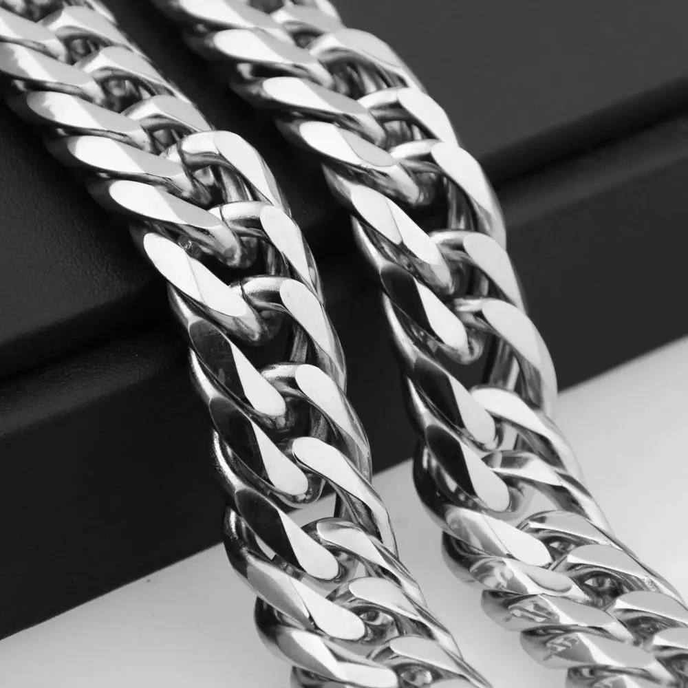 MiamiCubanChainsForMenHipHopJewelryWholesaleSilverColorThick