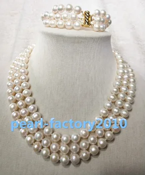 

natural 9-10M SOUTH SEA NATURAL White PEARL NECKLACE Bracelet AAAAAAAAA Free shipping