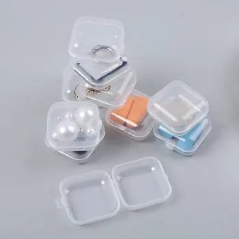 

10Pcs/pack Mini Portable Plastic Transparent Storage Boxe Pill Jewelry Earplug Earring Box Home Organization