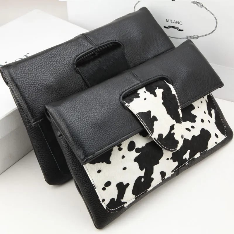 

WOMEN'S Cow Leather Bag Clutch 2018 Europe And America New Style Large-Volume Fur Clothing Hair Large Bag Shoulder