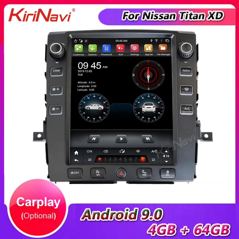 KiriNavi 12 1 &quotTelsa стиль вертикальный экран Android 9 0 автомобильное радио для Nissan Titan XD