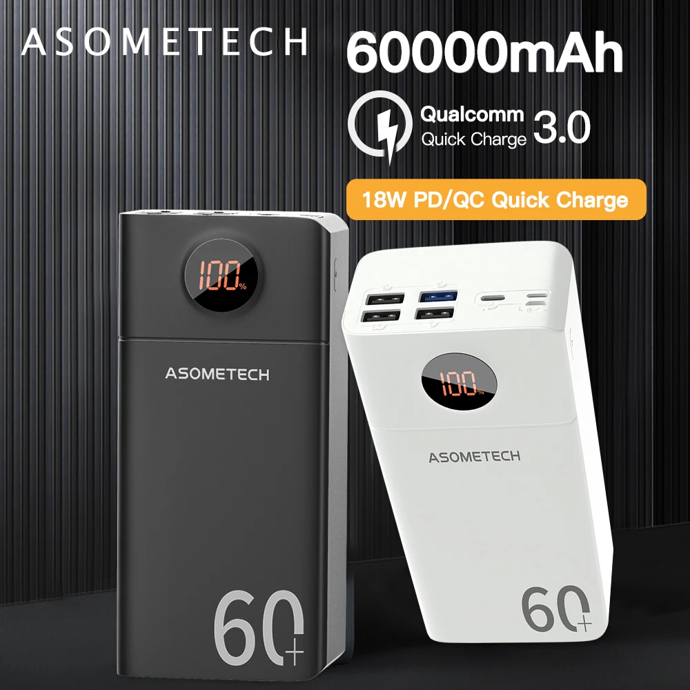 60000mAh Power Bank PD QC3.0 Quick Charge Powerbank 18W USB Type C Two-Way Fast Charging External Battery for iPhone Xiaomi
