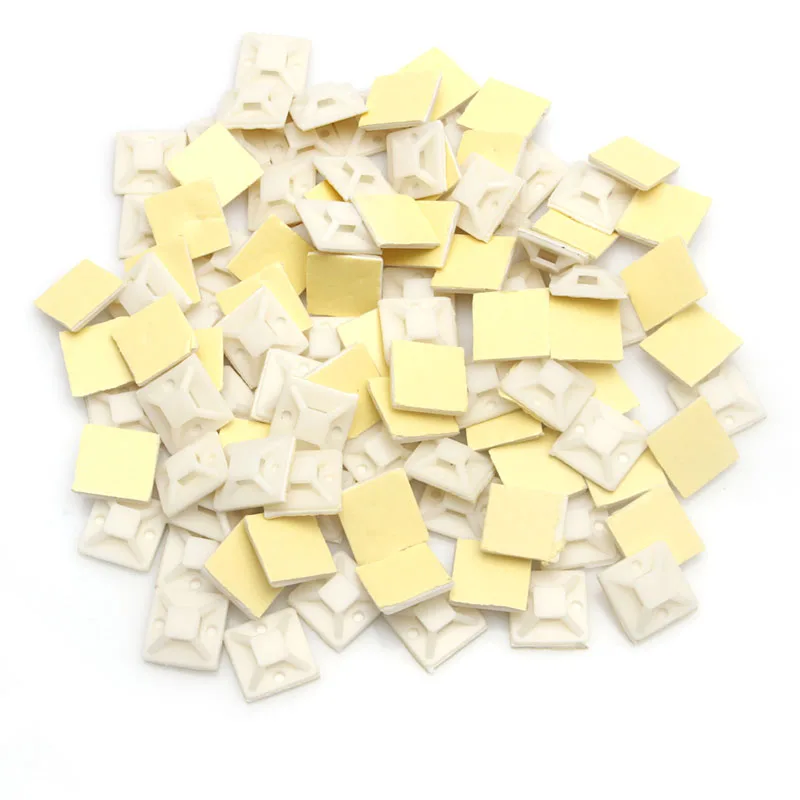 

100Pcs Nylon Self Adhesive Cable Zip Tie Mounts Mounting Base Clamps 20*20mm Drop Ship