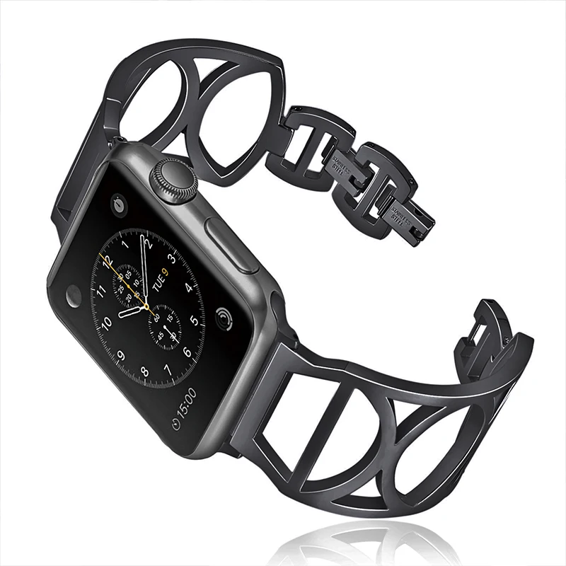 Полностью из нержавеющей стали ремешок для часов iWatch розовое золото Роскошный топ бренд Хрустальный Браслет для Apple Watch Pulseira браслет платье