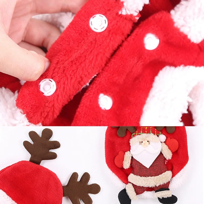 XS-XXL Рождественская одежда для собаки, маскарадное зимнее пальто Санта-лося, Новогодний для домашних собак, нарядная куртка с капюшоном, милый наряд для щенка