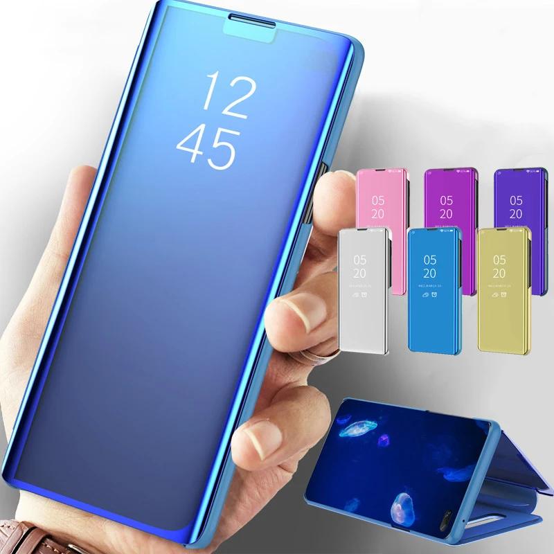 Зеркальный чехол для телефона Xiaomi Redmi 4X 5 Plus 6 Pro Note 4 5A 7 Mi A1 A2 5X 6X 8 Lite 9 SE Pocophone F1 умный