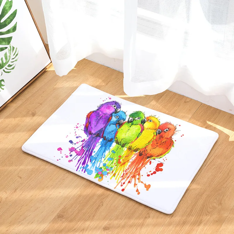 

CAMMITEVER Ink Painting Birds Doormat Bedside Rugs Kitchen Carpet Mat in Hallway Modern Pastoral Style Outdoor Anti-Slip Rug