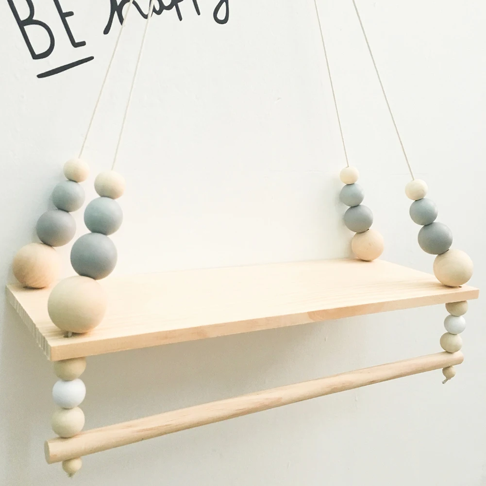 1set Wood Racks Exquisite Double-layer Toys Dolls Storage Rack Shelf Kid Bedroom Living Room Home Hanging Decorations Crafts