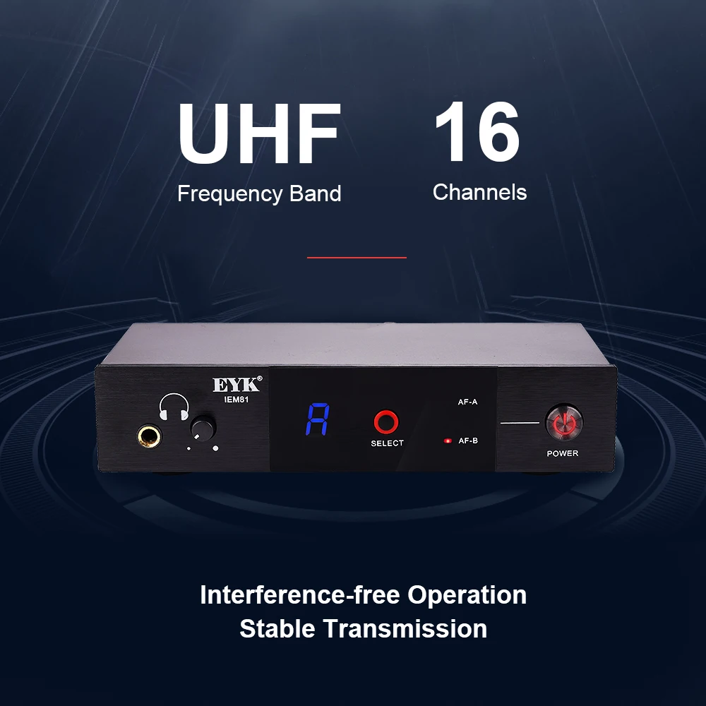 Беспроводная система ушных мониторов EYK IEM81 UHF одноканальная с 16 частотами на