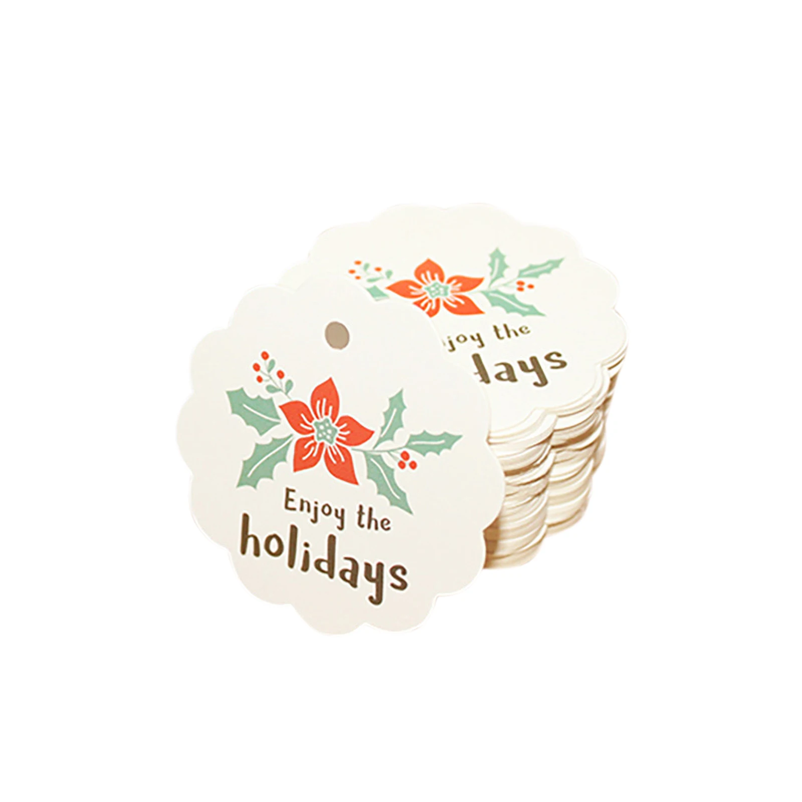 100 шт, много рождественских милых коричневых Белых Бумажных подарочных этикеток, бирки ручной работы, ювелирные изделия, амулеты, круглые свадебные сувениры/печенье, декоративный ярлык