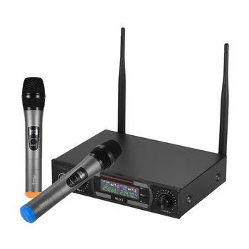 

Muslady VHF Wireless Microphones Set with 1 Receiver 2 Handheld Microphone Color Screen for DJ Party Karaoke Business Meeting