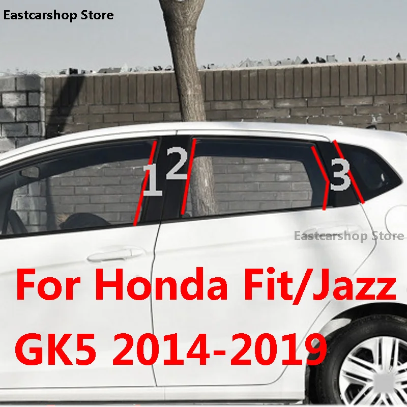 Car Middle Column PC Window Trims Decoration B C Pillar Black Strip Sticker for Honda Fit Jazz GK5 2019 2018 2017 2016 2015 2014 |