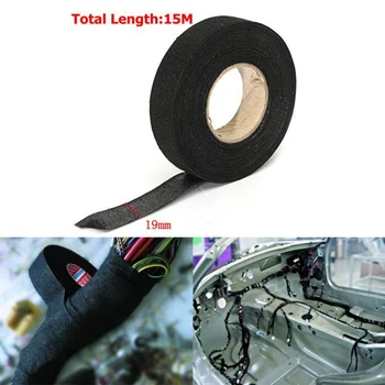 

1pc Heat-resistant Adhesive Cloth Fabric Tape For Car Auto Cable Harness Wiring Loom Protection Width 19mm*15M Harness Tapexxx