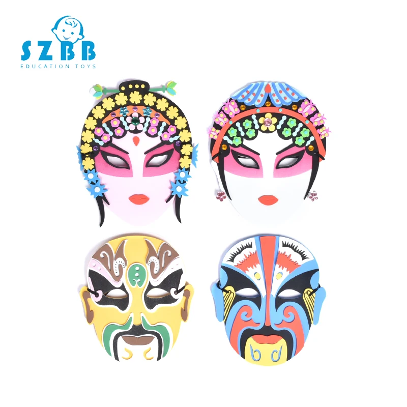 

SZ STEAM Chinese Traditional Peking Opera Mask EVA Hand-paste Painting Children Craft Kit Handmade DIY Creative Toys Kits SZ3630