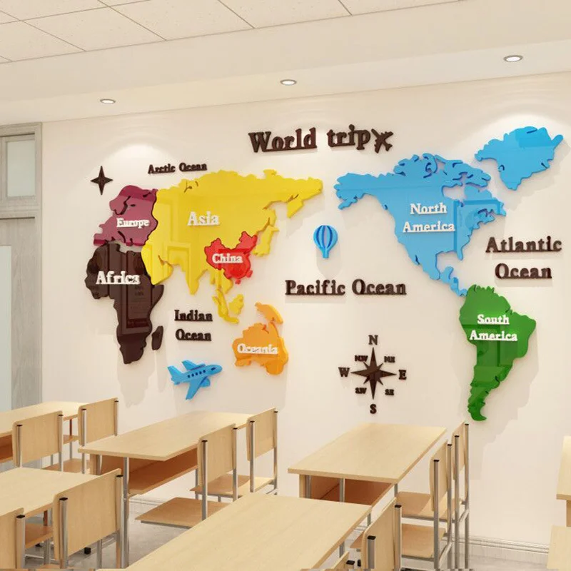 world map wall sticker